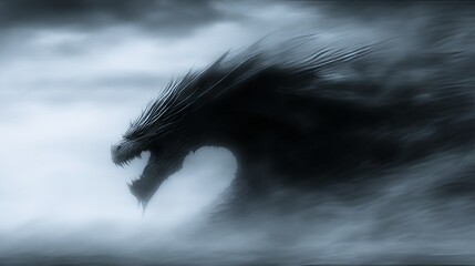 Obraz premium Ethereal Dragon Emerges From Mist.