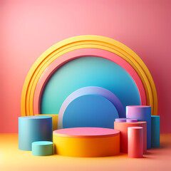 Vibrant Geometric Harmony: A Symphony of Shapes and Colors