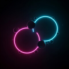 Neon light spheres background - Generative AI