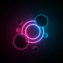 Neon light spheres background - Generative AI