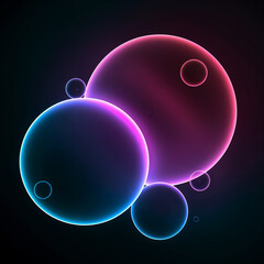 Neon light spheres background - Generative AI
