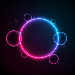 Neon light spheres background - Generative AI