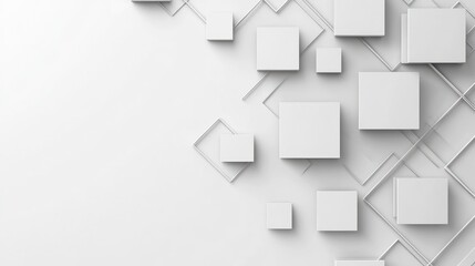 White cubes connect on bright background, website banner