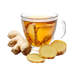 Caramelized Ginger Tea in a Cup Isolated on Transparent Background