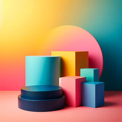 Vibrant Geometric Harmony: A Symphony of Shapes and Colors