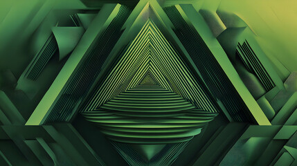 Obraz premium Geometric green abstract backdrop with layered triangular shapes and gradients, suitable for design or creative projects