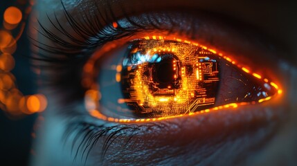 Futuristic Eye Augmentation Biometric Security Identification Optical Vision AI Technology Advanced Holographic Design