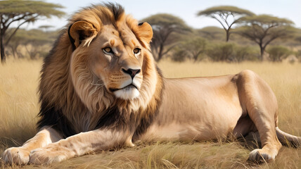 Obraz premium lion in the grass