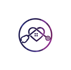 doctor home logo design with stethoscope icon