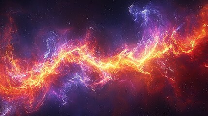 Naklejka premium Abstract cosmic energy flow, vibrant colors, stars. Possible use Background for science fiction, space exploration design