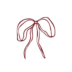 Hand drawn vector bow. Minimalist red outline linear trendy sketch style. illustration for fashion, packaging, digital prints, invitation, scrapbooking, logo