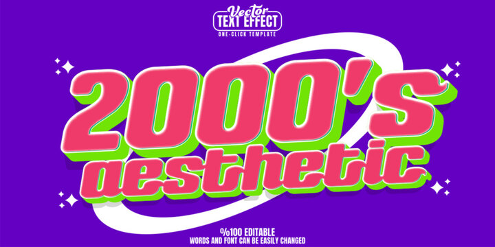 Y2k editable text effect, customizable retro and stylish 3d font style