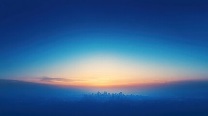 Fototapeta premium City skyline silhouette emerges from a hazy dawn horizon