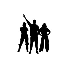 Vector illustration of a man and two girls dancing