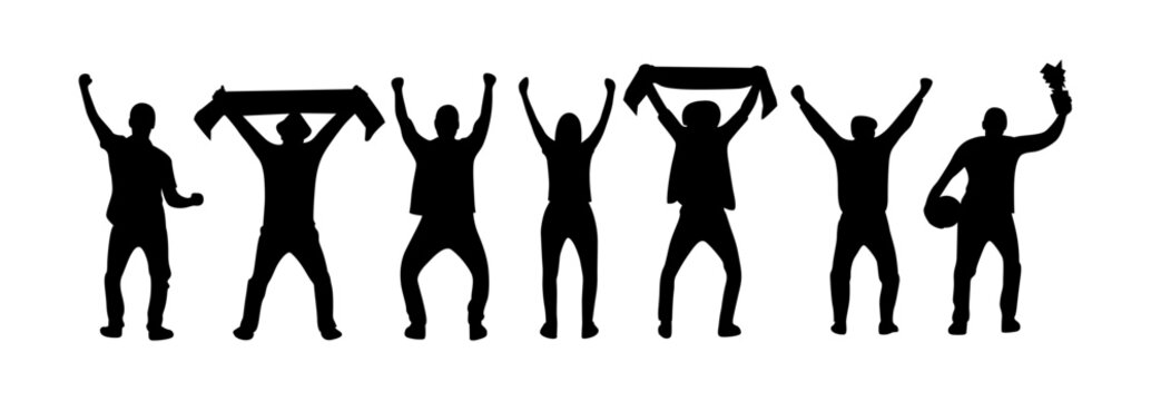 A group of boys and girls cheering while playing football. vector.