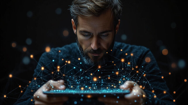 Startup concept with icon business and network connection on a modern virtual interface from a digital tablet. strategy planning for success, opportunity business people. man touching on a tablet