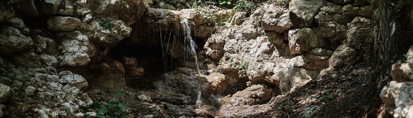Obraz premium Small Waterfall in Rocky Landscape