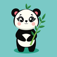 Cute panda vector cartoon illustration