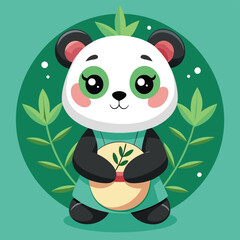 Cute panda vector cartoon illustration