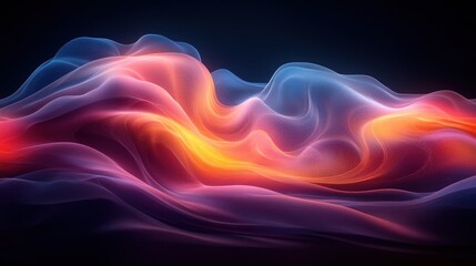 Obraz premium Abstract Neon Wave of Colorful Glowing Lines and Shapes on Dark Background