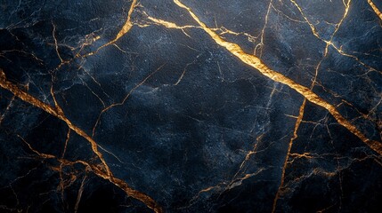 Abstract dark blue marble with gold veins background. Possible use for interior design