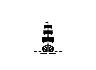 Vector illustration of a sailing ship in a minimalist style on a white background for a logo	