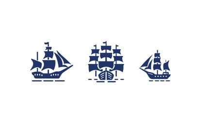 Obraz premium Vector illustration of a set of various ships on an isolated background 