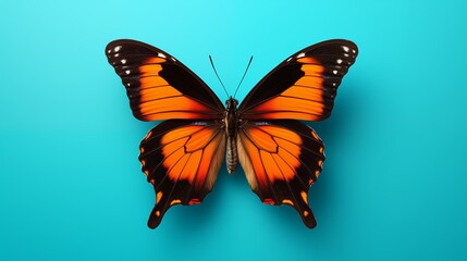 Obraz premium butterfly isolated on white,Butterfly clipart on a light blue background,generative ai illustration