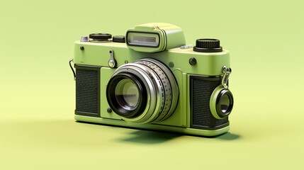 Camera clipart on a light green background,generative ai illustration