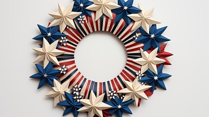 Fototapeta premium 4th of july independence day badge,Close-up of a patriotic wreath made of stars,generative ai illustration