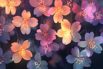 Blossoming Floral Design with Iridescent Bokeh and Vibrant Colors