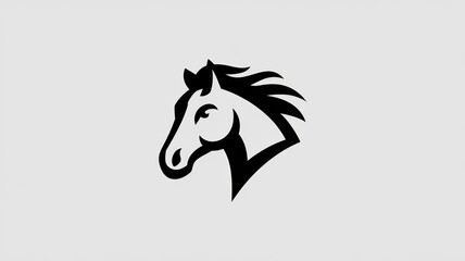 Minimalist Black and White Horse Face Logo Vector Generative AI