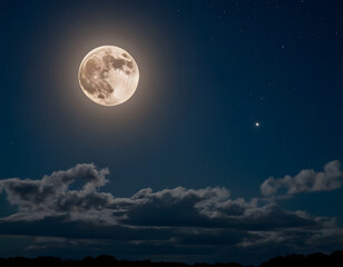 Illustration of the full moon in the sky at night, Background wallpaper, abstract background