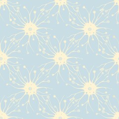 Seamless Pattern with Interconnected Neurons on a Pastel Blue Background