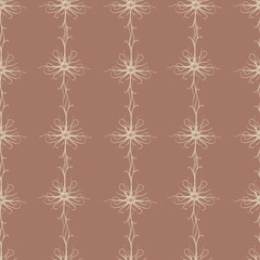 Artistic neural cell motif with intricate linework seamless pattern on a Mocha Mousse Background