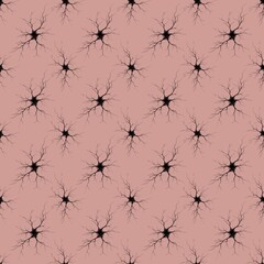 Dark Neural Cell Network in a Minimalist Arrangement on a Pastel Pink Background
