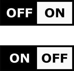 on off button with black and white and red green background