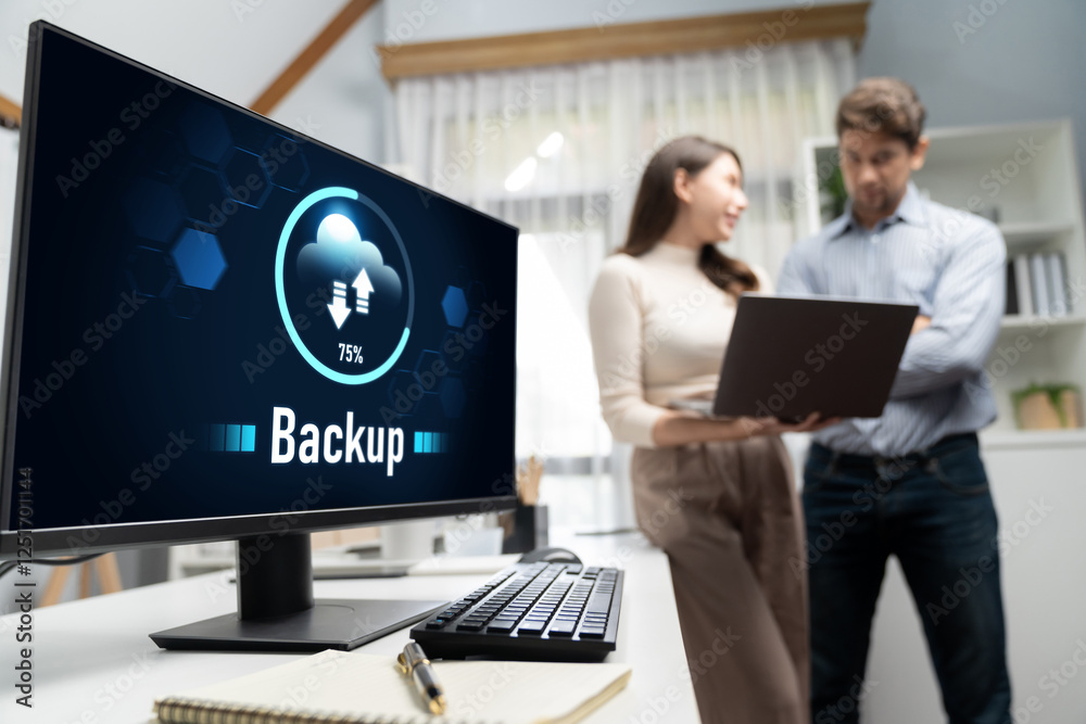 Poster backup storage data internet technology business concept. database storage cloud technology file dat