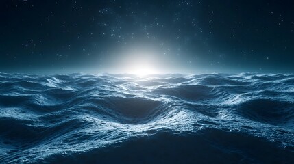Fototapeta premium Mesmerizing Moonlit Waves Beneath the Starry Night Sky