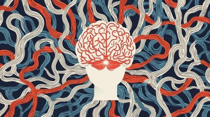 Creative illustration of a brain surrounded by vibrant thoughts.