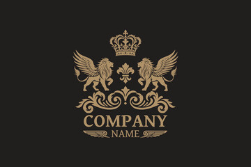 Royal logo, crown, ornament luxury lions