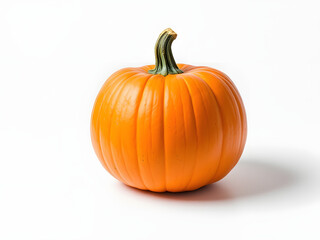 Obraz premium A vibrant orange pumpkin with a green stem, symbolizing autumn and harvest festivities.