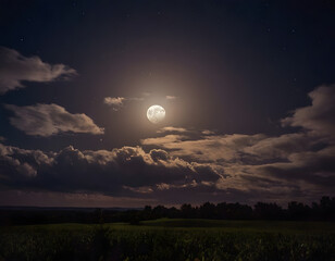 full moon over the sky, illustration of full moon on the sky at the night