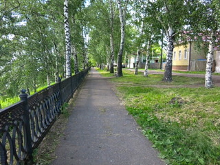 summer embankment in Tutaev along the Volga River