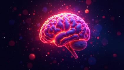 Fototapeta premium Glowing brain, exploding circuitry, vibrant energy , glowing, mind power, light