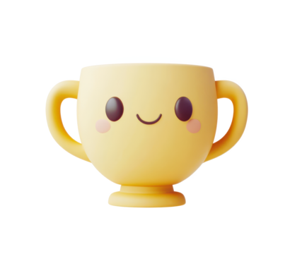 Cute Cartoon Trophy with a Happy Face PNG