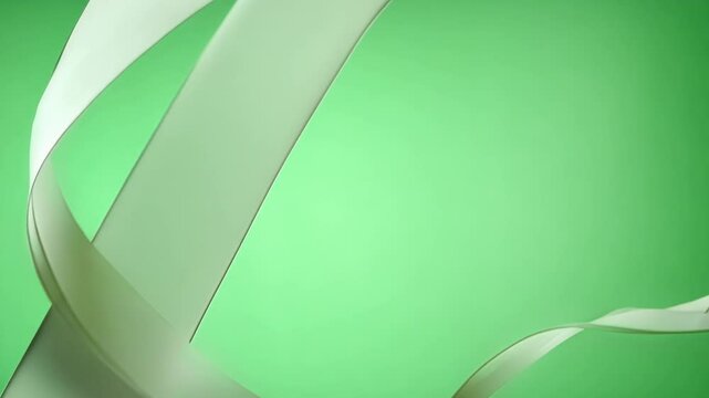 Translucent ribbons undulate softly resembling silk flowing in a gentle breeze. Green screen chromakey
