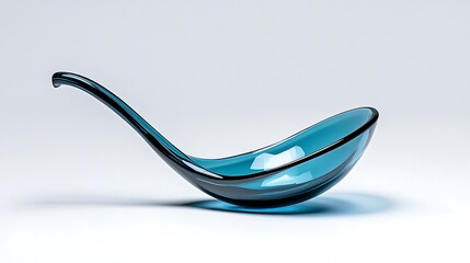 Teal Glass Spoon 3D Render: Modern Design on Neutral Background AI Generated