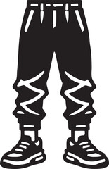 Silhouette of a person wearing cuffed pants, perfect for fashion, casual wear, streetwear, and urban style designs. Ideal for branding, logos, and graphic projects.