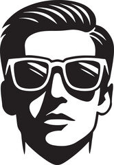 Silhouette of a person wearing sunglasses, ideal for summer, fashion, travel, cool style, and outdoor designs. Perfect for logos, branding, and graphic illustrations.